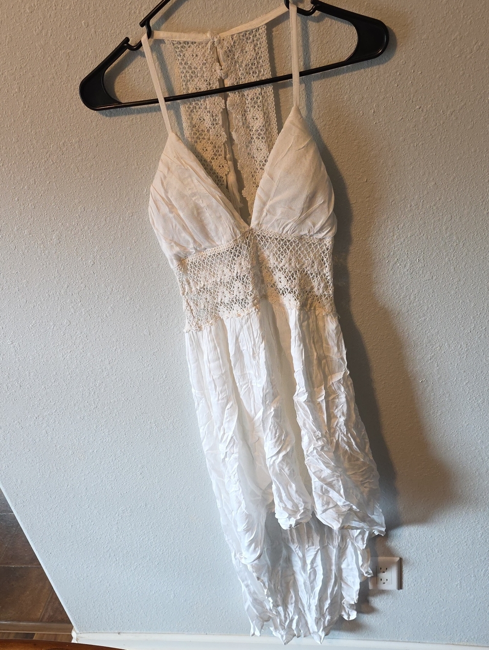 White High-Low Lace Bodice Dress